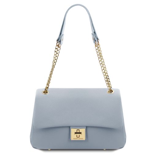 Light Blue leather Handbags Elettra - by Tuscany Leather