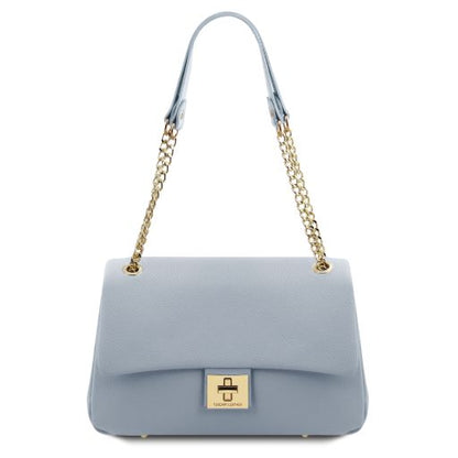 Light Blue leather Handbags Elettra - by Tuscany Leather
