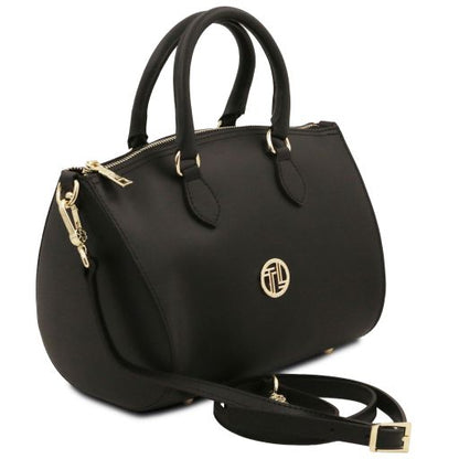 Black leather Handbags Layla - by Tuscany Leather