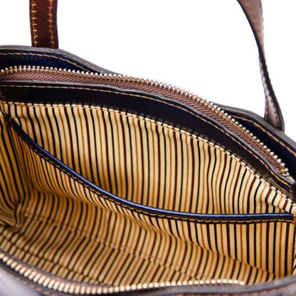 Dark Blue leather Handbags Amelia - by Tuscany Leather