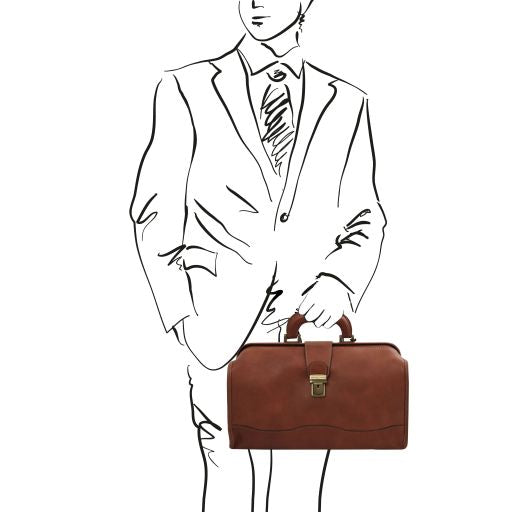 Black leather Doctor Bags Raffaello - by Tuscany Leather