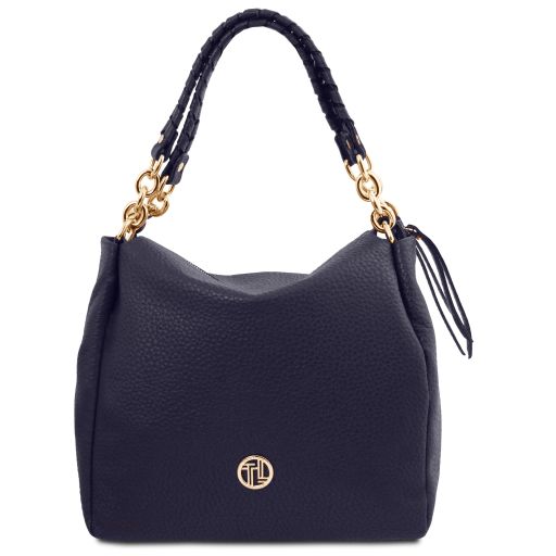 Dark Blue leather Shoulder Bags Amy - by Tuscany Leather
