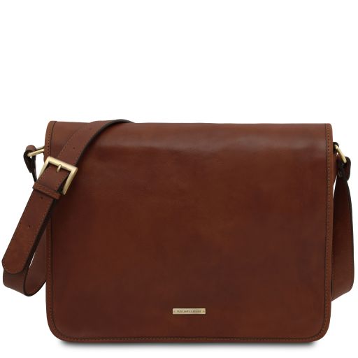 TL Messenger - Two compartments leather shoulder bag - Large size