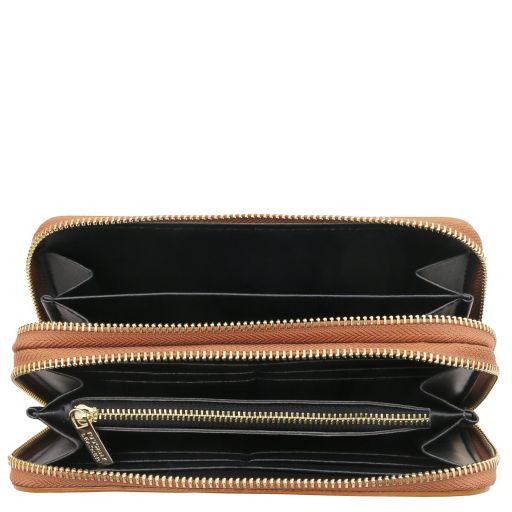 Gaia - Double zip around leather wallet