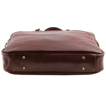 Urbino - Leather laptop briefcase 2 compartments with front pocket