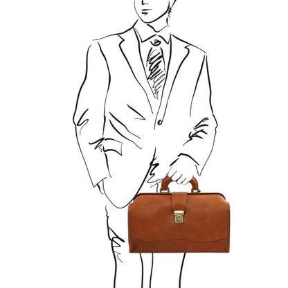 Black leather Doctor Bags Raffaello - by Tuscany Leather