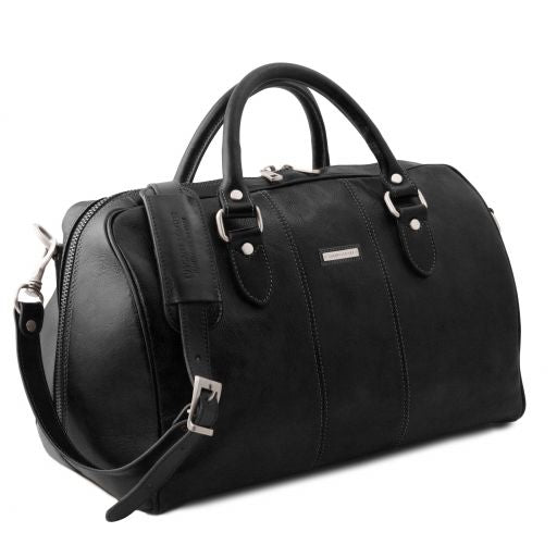 Black leather Duffel Bags Lisbona - by Tuscany Leather