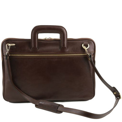 Dark Brown leather Messenger Bags Caserta - by Tuscany Leather