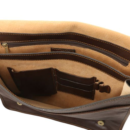 TL Messenger - Two compartments leather shoulder bag - Large size