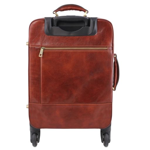 Dark Brown leather Suitcases TL Voyager by Tuscany Leather