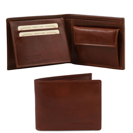 Brown leather Wallets & Money Clips Exclusive 3 by Tuscany Leather