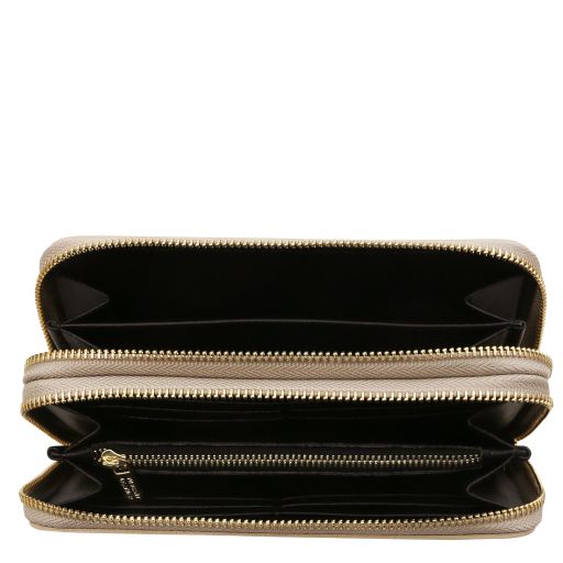 Gaia - Double zip around leather wallet