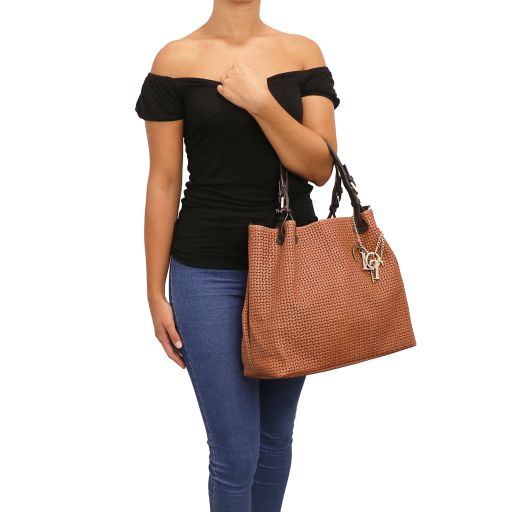 TL KeyLuck - Woven printed leather shopping bag