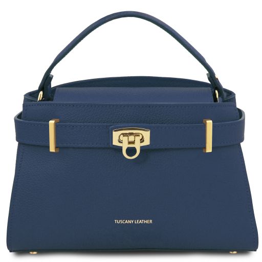 Dark Blue leather Handbags Maisy - by Tuscany Leather