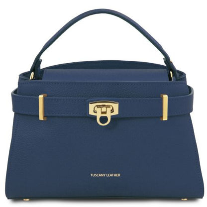 Dark Blue leather Handbags Maisy - by Tuscany Leather