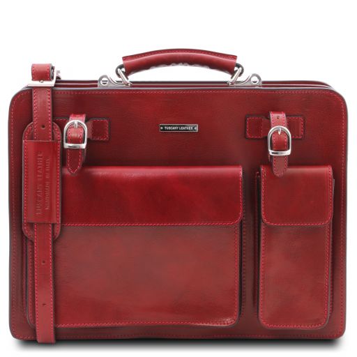 Red leather Briefcases Venezia - by Tuscany Leather