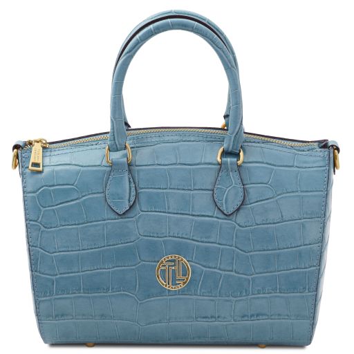 Light Blue leather Handbags Layla - by Tuscany Leather