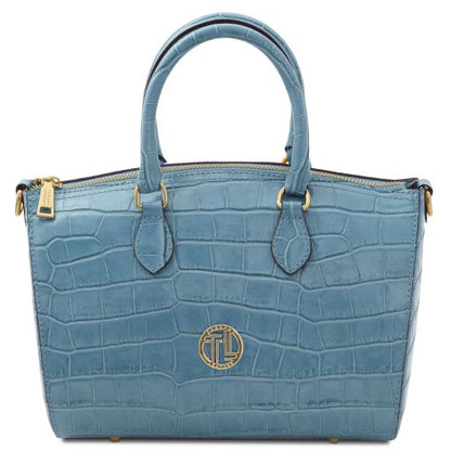 Light Blue leather Handbags Layla - by Tuscany Leather