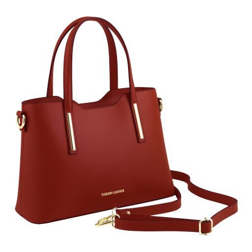 Red leather Handbags Olimpia - by Tuscany Leather
