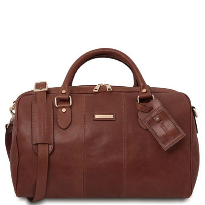 Brown leather Duffel Bags Lisbona - by Tuscany Leather