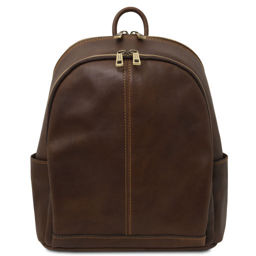 Dark Brown leather Backpacks Canberra - by Tuscany Leather