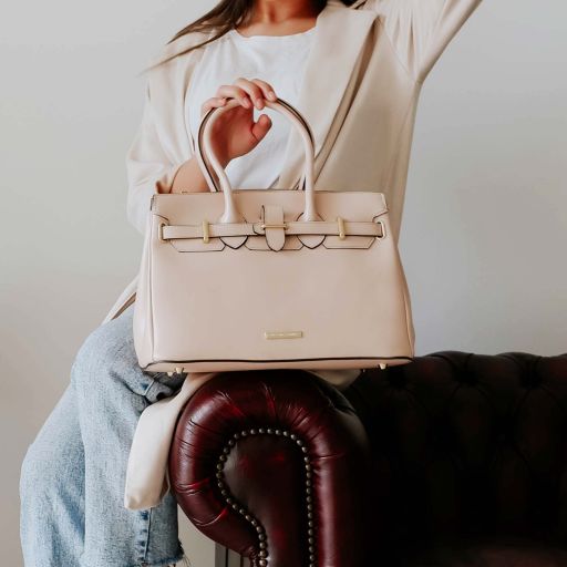 Cognac leather Handbags TL by Tuscany Leather