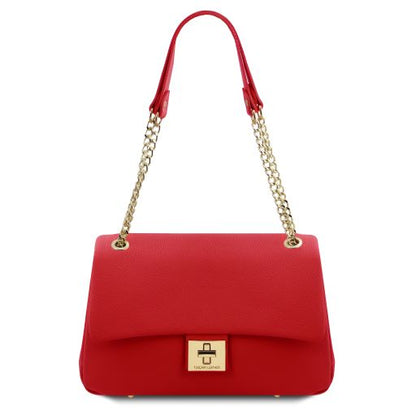 Lipstick Red leather Handbags Elettra - by Tuscany Leather