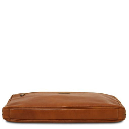 Black leather Messenger Bags Caserta - by Tuscany Leather