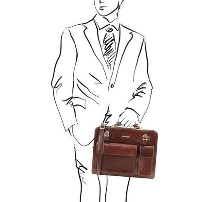 Brown leather Briefcases Venezia - by Tuscany Leather