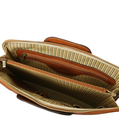 Black leather Messenger Bags Caserta - by Tuscany Leather