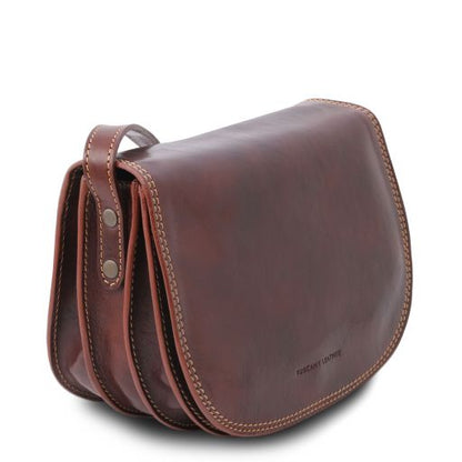Dark Brown leather Shoulder Bags Isabella - by Tuscany Leather