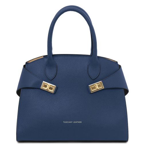 Dark Blue leather Handbags Coccola - by Tuscany Leather