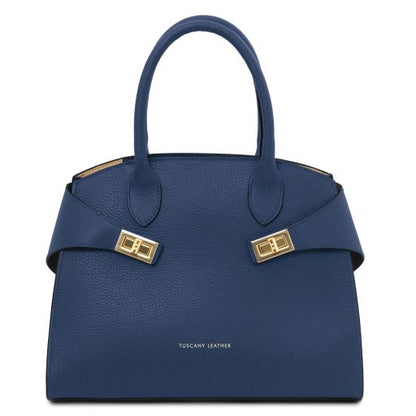 Dark Blue leather Handbags Coccola - by Tuscany Leather