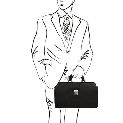 Black leather Doctor Bags Raffaello - by Tuscany Leather