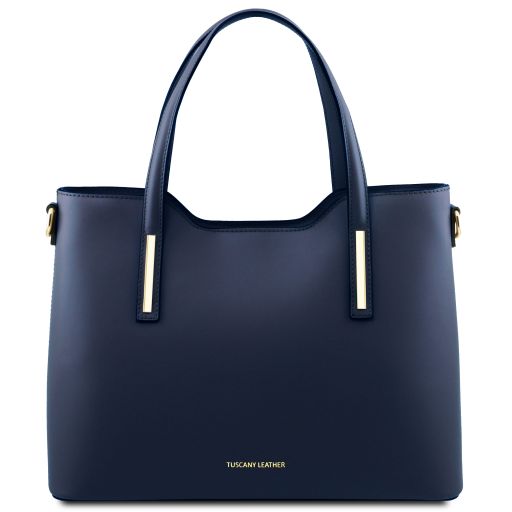 Dark Blue leather Handbags Olimpia - by Tuscany Leather