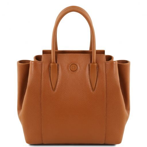 Cognac leather Handbags Tulipan - by Tuscany Leather