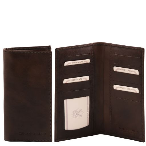 Dark Brown leather Wallets & Money Clips Exclusive vertical by Tuscany Leather