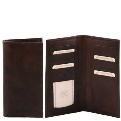 Dark Brown leather Wallets & Money Clips Exclusive vertical by Tuscany Leather