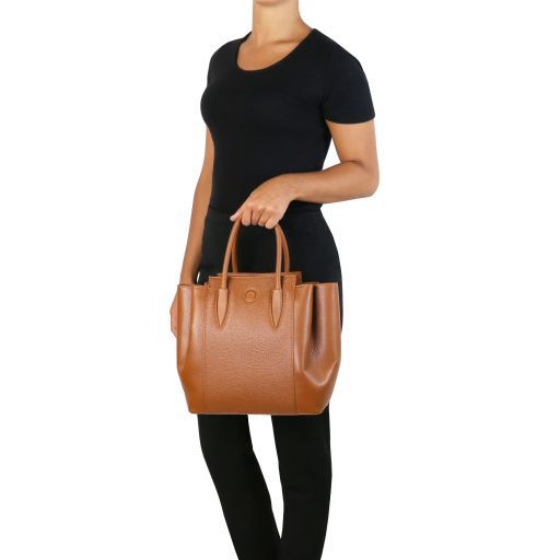 Black leather Handbags Tulipan - by Tuscany Leather