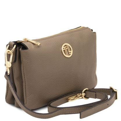Dark Taupe leather Handbags Sia - by Tuscany Leather