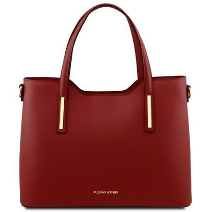Red leather Handbags Olimpia - by Tuscany Leather