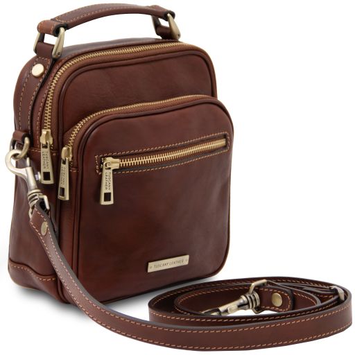 Dark Brown leather Satchels Paul - by Tuscany Leather