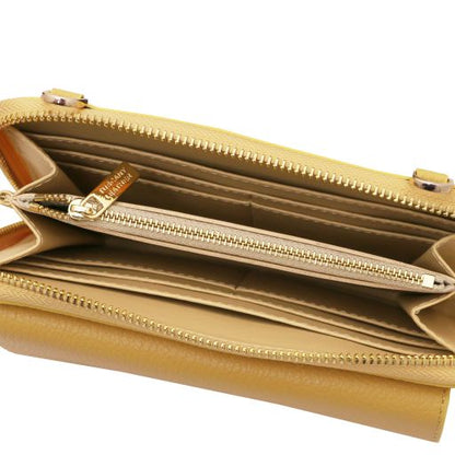 Urania - Leather wallet/phone holder with strap