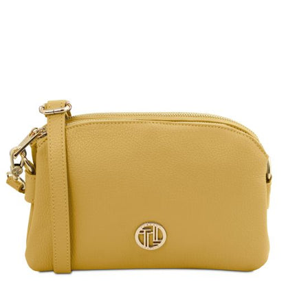 Pastel yellow leather Shoulder Bags Lily - by Tuscany Leather