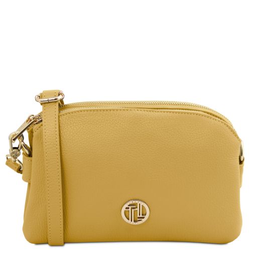 Pastel yellow leather Shoulder Bags Lily - by Tuscany Leather