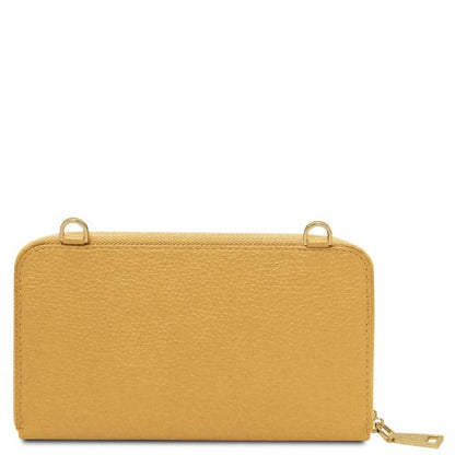 Urania - Leather wallet/phone holder with strap