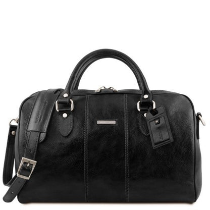 Black leather Duffel Bags Lisbona - by Tuscany Leather