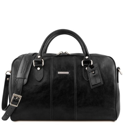 Black leather Duffel Bags Lisbona - by Tuscany Leather
