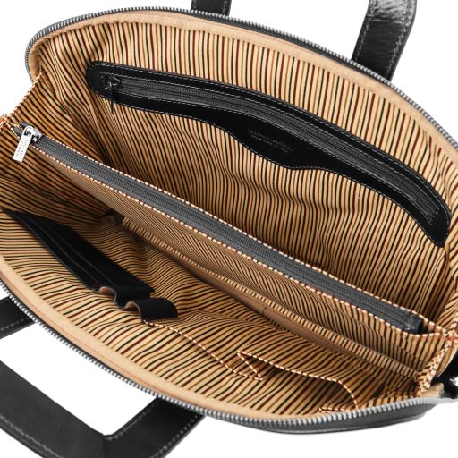 Dark Brown leather Messenger Bags Caserta - by Tuscany Leather