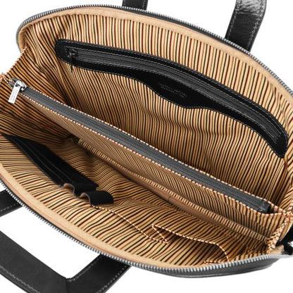 Dark Brown leather Messenger Bags Caserta - by Tuscany Leather